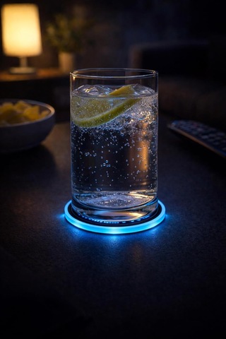 Pratikyus 7 Renkli Led Akıllı Bardak Altlığı Işıkları Usb Şarjlı, Sensörlü, Araba İçi Dekoratif Atmosf Diğer