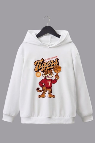Panios Kids 2'li Brooklyn-tigers Baskılı Erkek Çocuk Kanguru Cepli Kapüşonlu Beyaz-siyah Sweatshirt Beyaz - Siyah