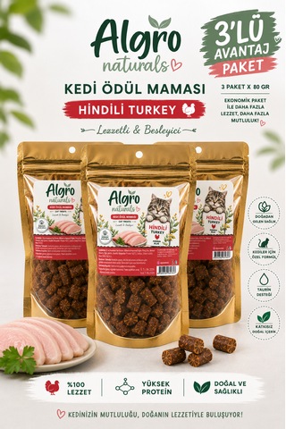 Hindili Kedi Ödül Maması 80 G X 3 Paket Yüksek Proteinli, Taurin Destekli, Doğal Kedi Atıştırmalığı