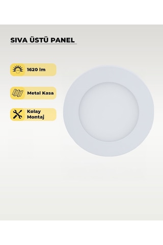 6w Sıva Üstü Yuvarlak Led Panel 3200k Sarı Işık Beyaz