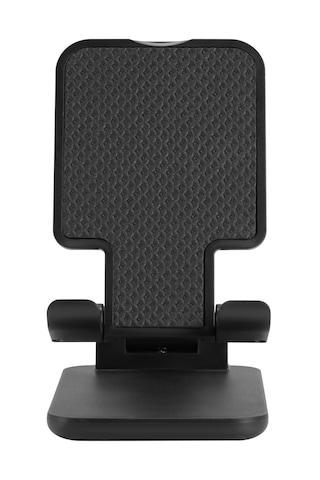Ayarlanabilir Yükseklikli Masaüstü Telefon Ve Tablet Standı Katlanabilir, Çok Açılı, Kaymaz Silikon Pedli Tutucu Siyah