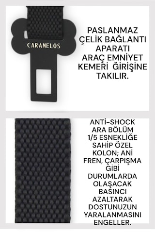 Caramelos Kedi ve Köpek Araç Emniyet Kemeri Araç Tasması Standart Çok Renkli