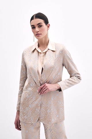 Sateen Zebra Desenli Ceket - Mavi-135958 Mavi
