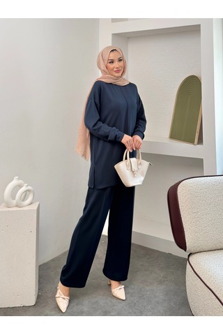 Mihran Butik Premium Model Modal Kumaş Kadın Alt Üst Takım Lacivert