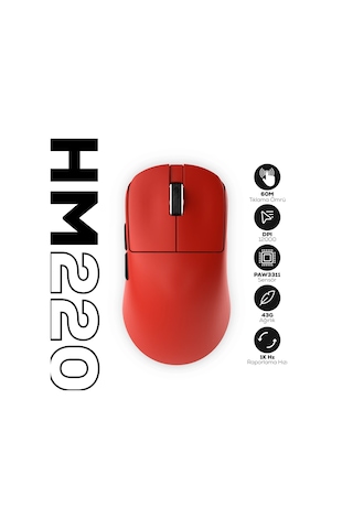 Hawk Gaming Hm220 1k Hz 12000 Dpı Tri-mode Kablosuz/bluetooth Kırmızı Gaming Mouse HM220
