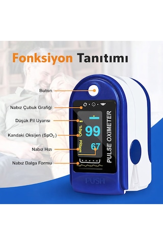Parmak Tipi Oksimetre Spo2 Nabız Ölçer Dijital Taşınabilir Sağlık Ölçüm Cihazı