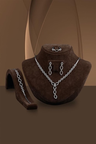 Mekik 925 Ayar Gümüş Su Yolu Set Işıklı Kutuda Düğün Nişan Söz Gelin Seti Takımı