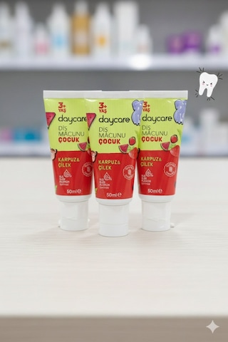 Çocuk Diş Macunu 50 Ml X 3 Adet - Karpuz & Çilek Aromalı, Florürsüz, 3+ Yaş Avantaj Paketi