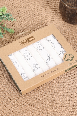 Vavbaby 7 Li Bebek Ağız Mendili Seti %100 Pamuk, Yumuşak Ve Emici Zoo Füme