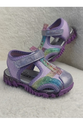 Muggo Slyvester Günlük Önü Kapalı Cırtlı Unisex Çocuk Sandalet Lila