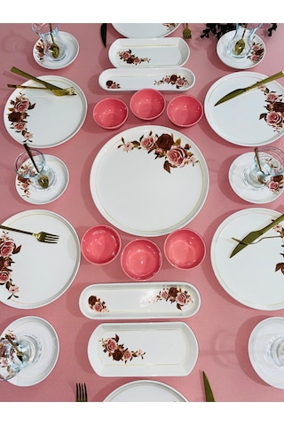 Pink Rose Model 6 Kişilik 23 Parça Kahvaltı Takımı Pembe