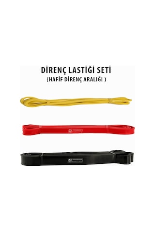 Powerband Direnç Lastiği ve Egzersiz Bandı Hafif Direnç Seti 3 Adet