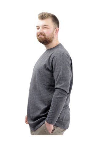 Mode Xl Büyük Beden Erkek Sweatshirt Bisiklet Yaka Uzun Kol Waffle 23460 Antrasit Antrasit