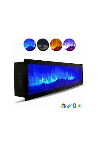 Esha Home Elektrikli Yapay Dekoratif Şömine Bluetooth+sabit Çitirti 150x35x18 Cm
