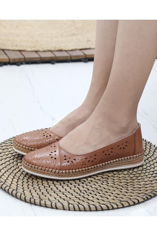 Nesil Shoes Syg P24 Taba Hakiki Deri Kadın Ayakkabı-taba Taba