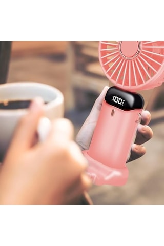 El Vantilatörü, Taşınabilir Mini Vantilatör, Şarj Edilebilir, 5 Hız Kademeli, Katlanabilir Usb Vantilatör, Ofis, Dış Mekan İçin Pembe