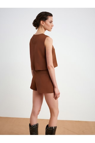 Dilvin 81067 Asimetrik Şort Etek-camel