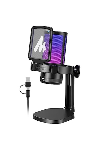 Pc İçin Usb Mikrofon, Sessiz Düğmeli Rgb Oyun Mikrofonu, Gürültü Önleyici Kondenser Mikrofon, Akış, Podcast, Kayıt, Sohbet İçin Kazanç Topuzlu Ps5/ps4/mac, Dgm20 İle