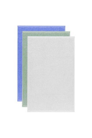 3 Lü Düz Renk El Yüz Havlu Seti %100 Pamuklu 50x90 Cm Mavi-yeşil-beyaz Çok Renkli