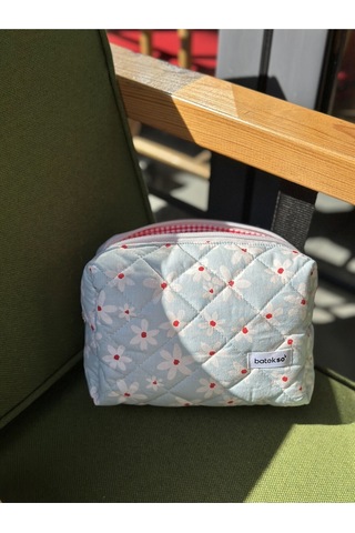 Batekso Büyük Boy Papatya Desenli Makyaj Çantası