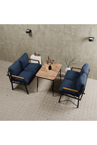 Mb Garden Furnıture Simetri Model, Balkon, Mutfak, Bahçe,cafe,metal Koltuk Takımı,bahçe Takımı,çay Seti, 2+2 Takım+masa Lacivert