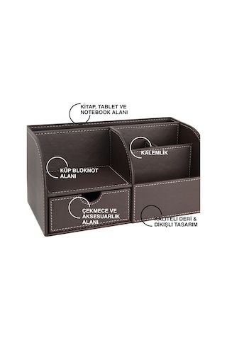 Masaüstü Düzenleyici,kalemlik,kumandalık,küpbloknotluk,tabletlik,kitaplık,6 Gözlü,çekmeceli,desktop Organizer,vegan,24,5 13 12