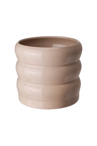 Seramik Saksı, Bej, 12 Cm 3 Adet