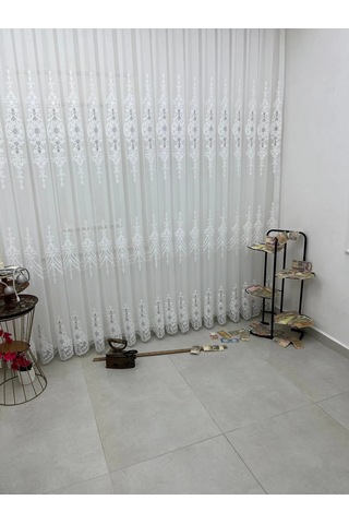 Nivemeshome Selen 2895 Gümüş 1/2,5 Pileli Tül Perde Apm Ekru