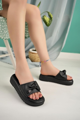 Nesil Shoes Dvm 650 Siyah Masaj Tabanlı Kadın Terlik-Siyah
