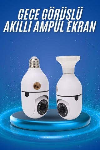Gece Görüşlü Akıllı Dönebilen Ev Kamerası Ampül Kamera - Hs08379249-7768 Renkli