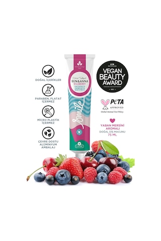 Ben & Anna Florürlü Yaban Mersini Aromalı Diş Macunu 75 Ml Ferah Nefes Vegan