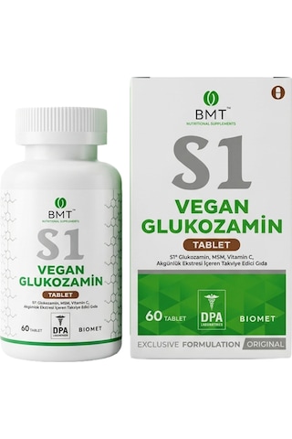 Bmt S1 Vegan Glukozamin Tablet - Msm, Vitamin C, Akgünlük - 60 Tablet Sku K176