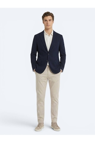 Kip Lacivert Çizgili Comfort Fit Ceket