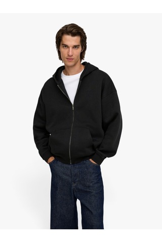 Only & Sons Onsceres Ovz Zıp Hoodıe Sweat Noos Erkek Siyah Sweatshirt - 5096084