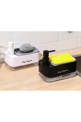 Çift Hazneli Sıvı Sabunluk Ve Süngerlik Hazneli