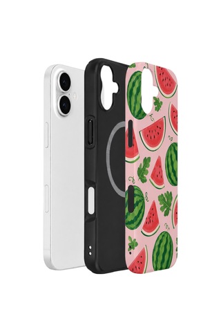 Apple iPhone Uyumlu 17 Vorian Çift Katmanlı Magsafe Kılıf Watermelon Garden Party