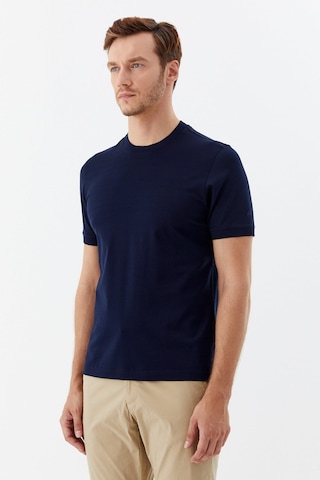 Sabri Özel Desenli Bisiklet Yaka Erkek T-shirt Lacivert