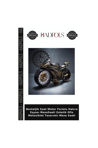 Nostaljik Saat Motor Formlu Hatıra Eşyası Masasaati Estetik Ofis Motosiklet Tasarımlı Masa Saati Çok Renkli