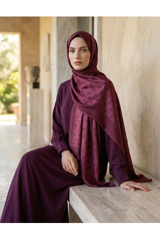 Moda Nuda Çift Taraflı Logo Desen Şal Bordo