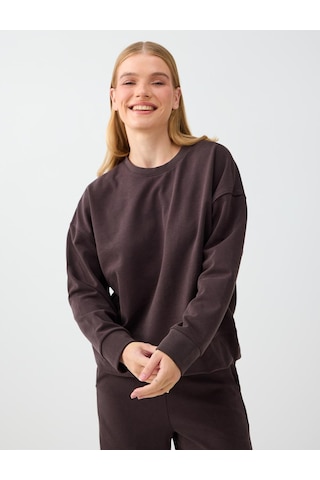 Jimmy Key Acı Kahve Yuvarlak Yaka Düz Kesim Modal Sweatshirt 6ww238328803 Kahverengi