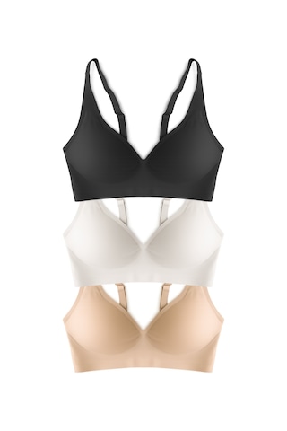 Cottonill Seamless Bra - Avelis Lazer Kesim Dikişsiz Balensiz İz Bırakmayan Kadın Sütyen 3'lü Paket-2 Çok Renkli