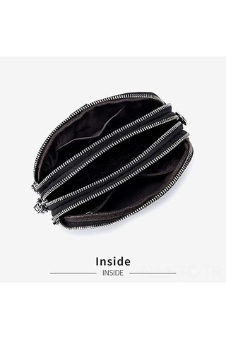 Skycity Kadınlar İçin Gerçek Deri Çapraz Çanta - 3 Fermuarlı, Küçük Ve Şık Telefon Çantası, Hediye Seçeneği Gümüş