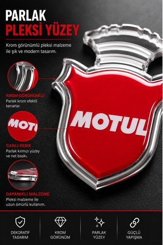 2 Adet Krom Görünümlü Pleksi Arma Oto Dekoratif Etiket Çiftli Set 5,5x3,5 Cm Beyaz-Kirmizi