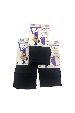 Vog 3'lü Orta Kalın Micro Fiber Siyah Soket Çorap - Siyah