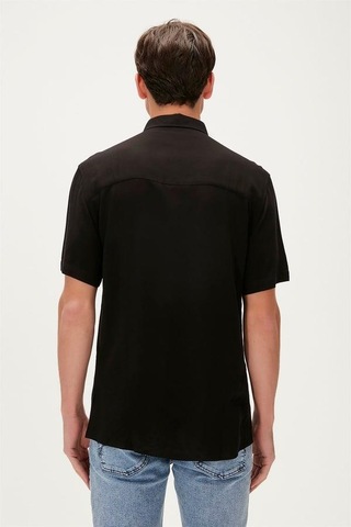 Bad Bear Smile Shirt 23.01.30.004s Siyah Kısa Kollu Baskılı Erkek Gömlek Siyah