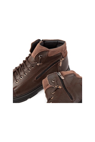 Ankle Hakiki Deri Bağcıklı Kauçuk Taban Erkek Bot, Fermuarlı Bot