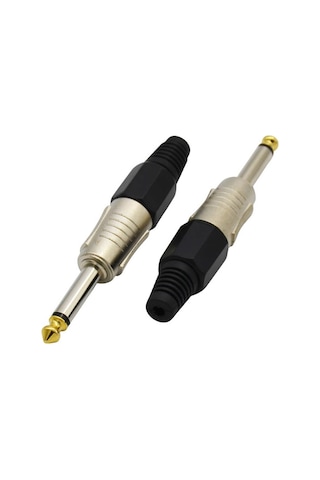 20 Adet - 6.35 Mm Mono Erkek Fiş Lehim Tipi Jack Konnektörü Altın Uçlu