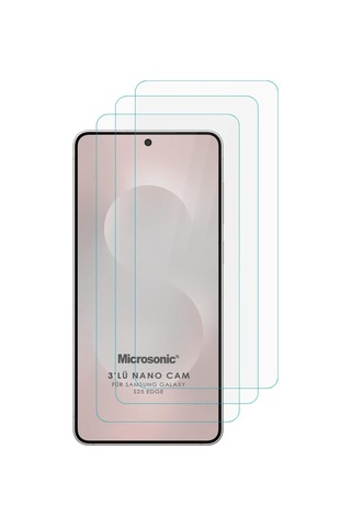 Microsonic Samsung Uyumlu Galaxy S25 Edge Screen Protector Nano Glass Cam Ekran Koruyucu 3 Lü Paket
