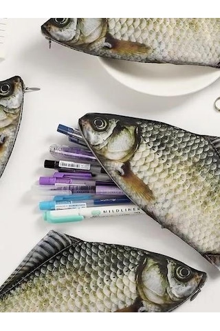 Aubyhe Yumuşak Kumaşlı Balık Desenli Kalem Kutusu - 26x7 Cm, 30 Gr, Geniş İç, Pürüzsüz Reşen, Öğrencilere Uygun Diğer