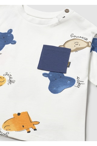 Mayoral Erkek Bebek Baskılı Tshirt Krem Krem